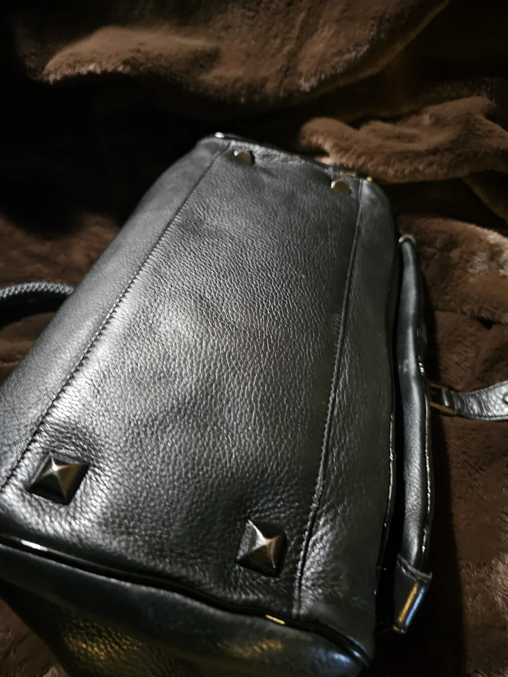 Vintage L.A.M.B. Gwen Stefani Black Leather Fia Satchel Bag